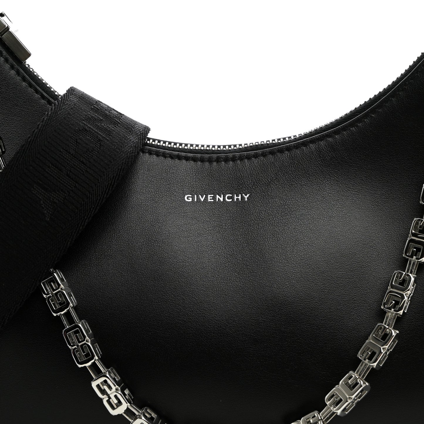 Smooth Calfskin Small Moon Cut Out Shoulder Bag Black