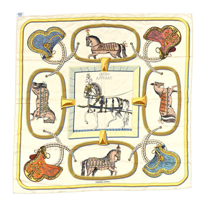 Hermes Silk Grand Apparat Forever Scarf 90 Creme Gold Multicolore 1 of 5