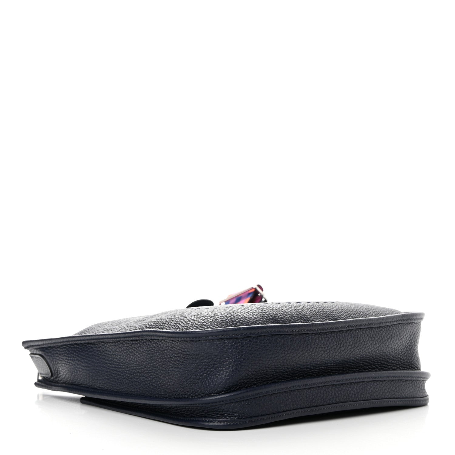 Hermes Taurillon Clemence Quadrille Evelyne III PM Bleu Nuit Bleu Saphir Anemone Capucine 4 of 12