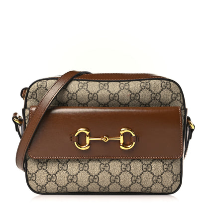 Gucci GG Supreme Monogram Small Horsebit 1955 Shoulder Bag Beige Brown Sugar 1 of 10