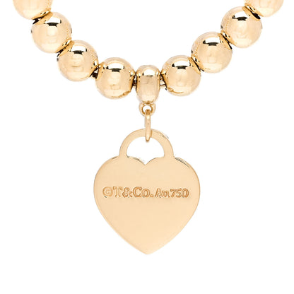 Tiffany 18K Yellow Gold 4mm Return To Tiffany Bead Heart Tag Bracelet 4 of 5