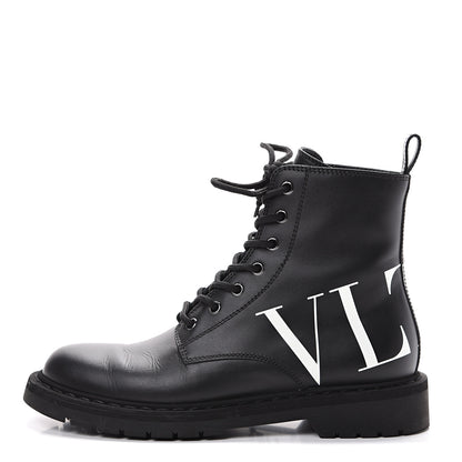 Valentino Garavani Calfskin VLTN 20mm Combat Boots 39.5 Black White 1 of 9