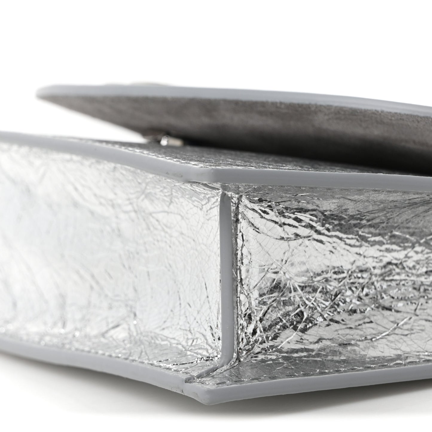 Metallic Textured Calfskin Loubi54 Crossbody Clutch Silver