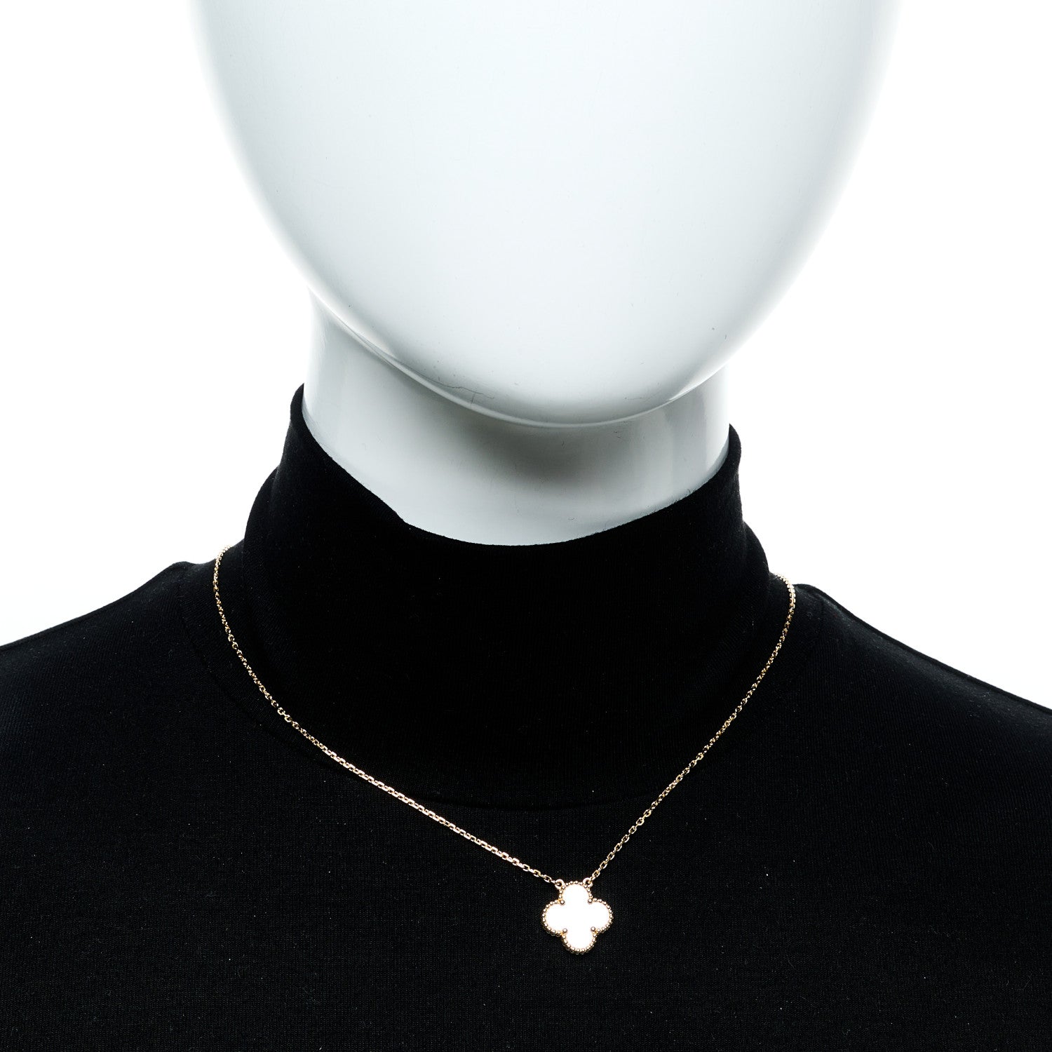 Van Cleef & Arpels 18K Yellow Gold Mother of Pearl Vintage Alhambra Pendant Necklace 5 of 5