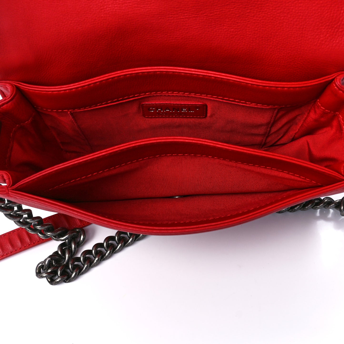 Calfskin Medium Boy Reverso Flap Red