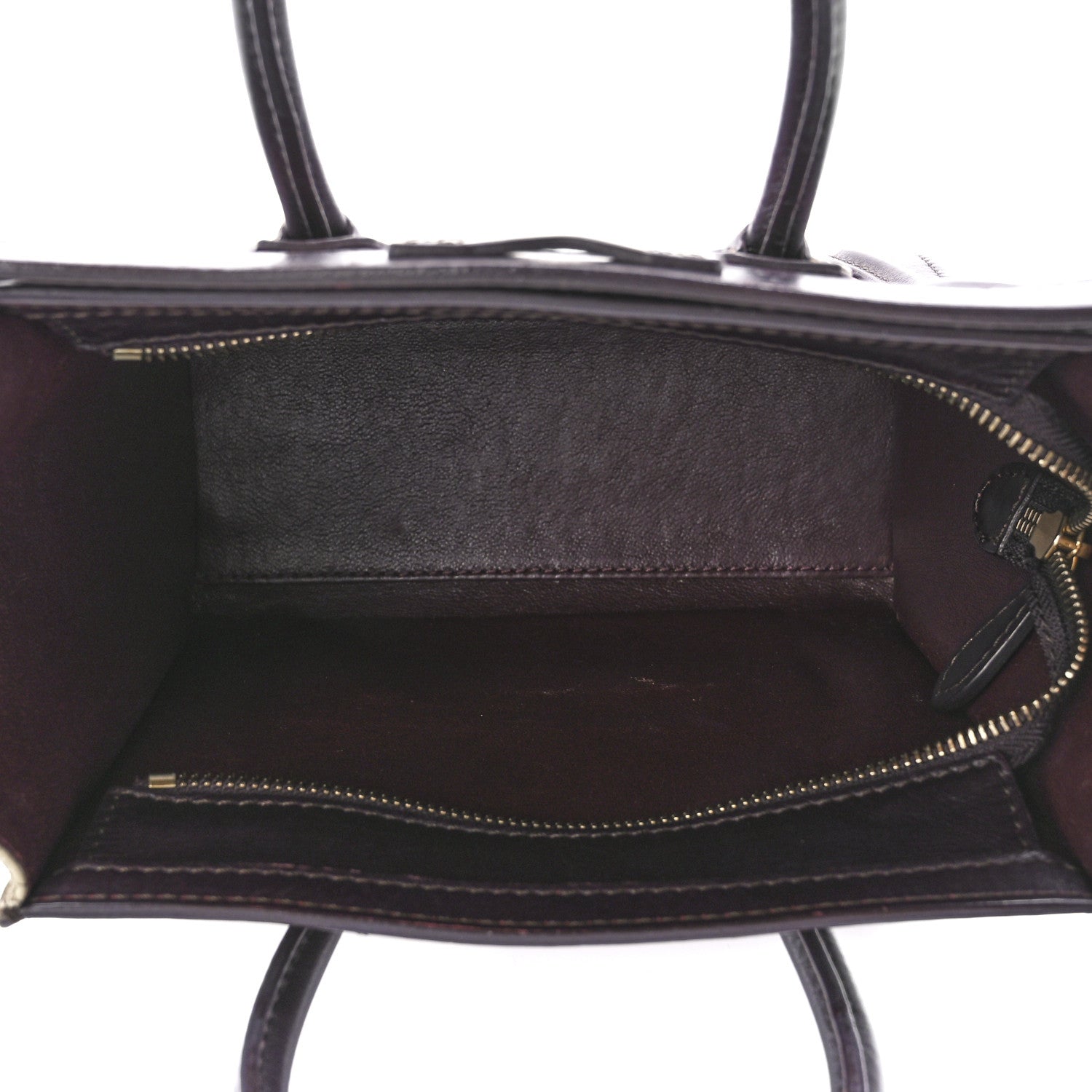Celine Calfskin Suede Nano Tri-Color Luggage Burgundy 5 of 11