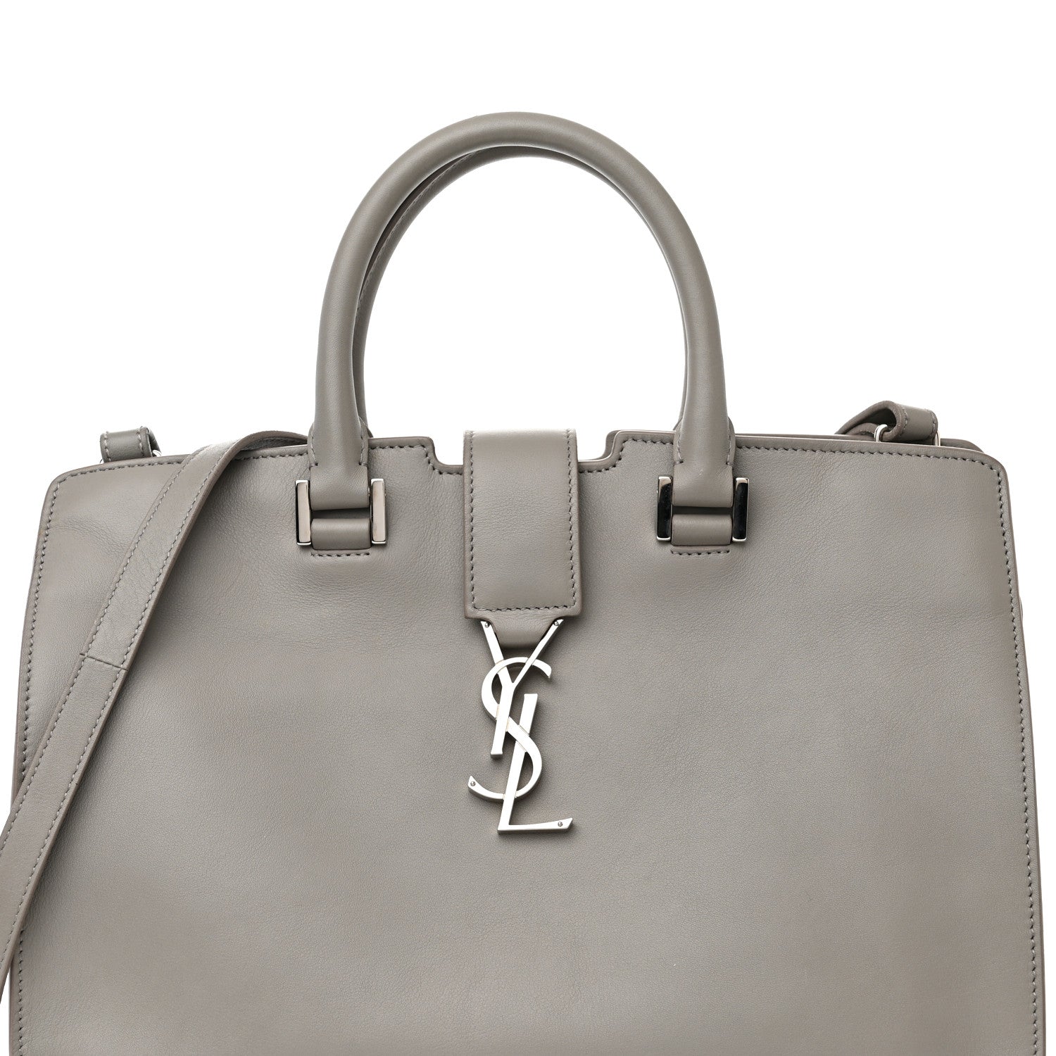 Saint Laurent Calfskin Small Monogram Cabas Grey 8 of 12