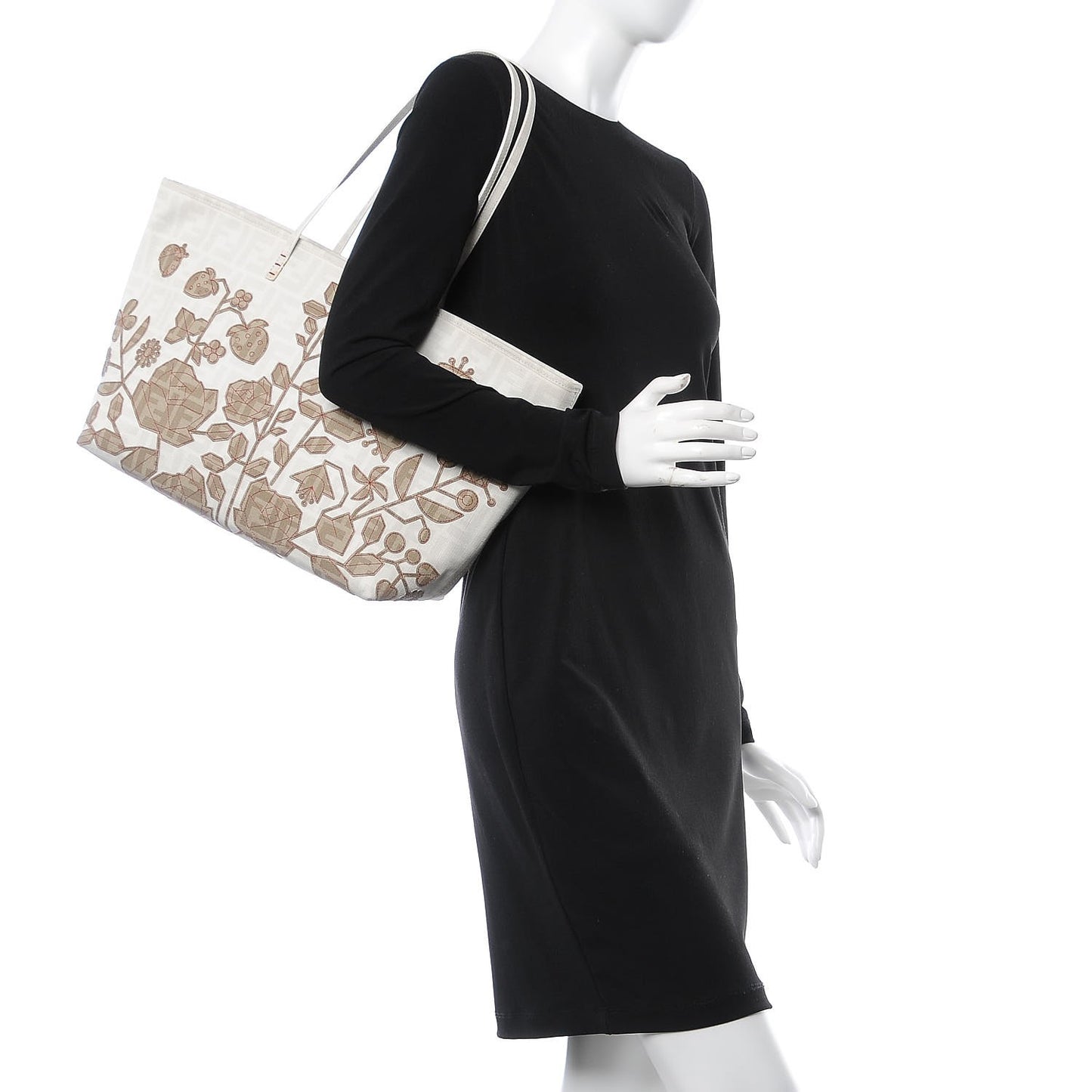 Zucca Spalmati Floral Embroidered Large Roll Tote White