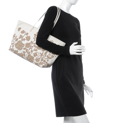 Fendi Zucca Spalmati Floral Embroidered Large Roll Tote White 2 of 13