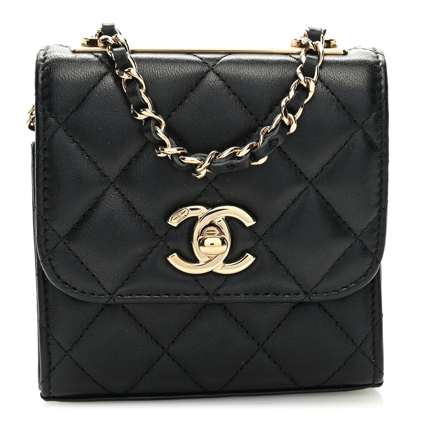 Lambskin Quilted Mini Trendy CC Chain Wallet Black