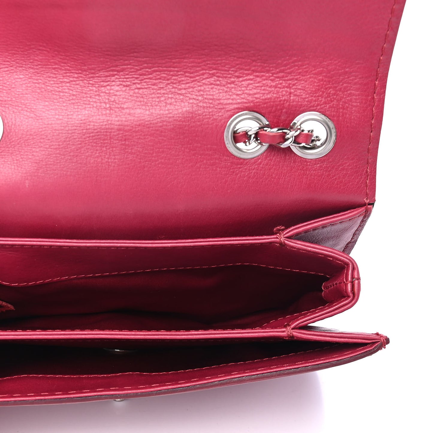 Calfskin Stitch Small Flap Red