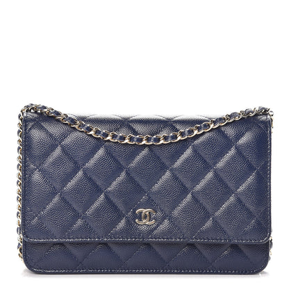 Chanel Caviar Quilted Wallet On Chain WOC Navy Blue 1 of 9