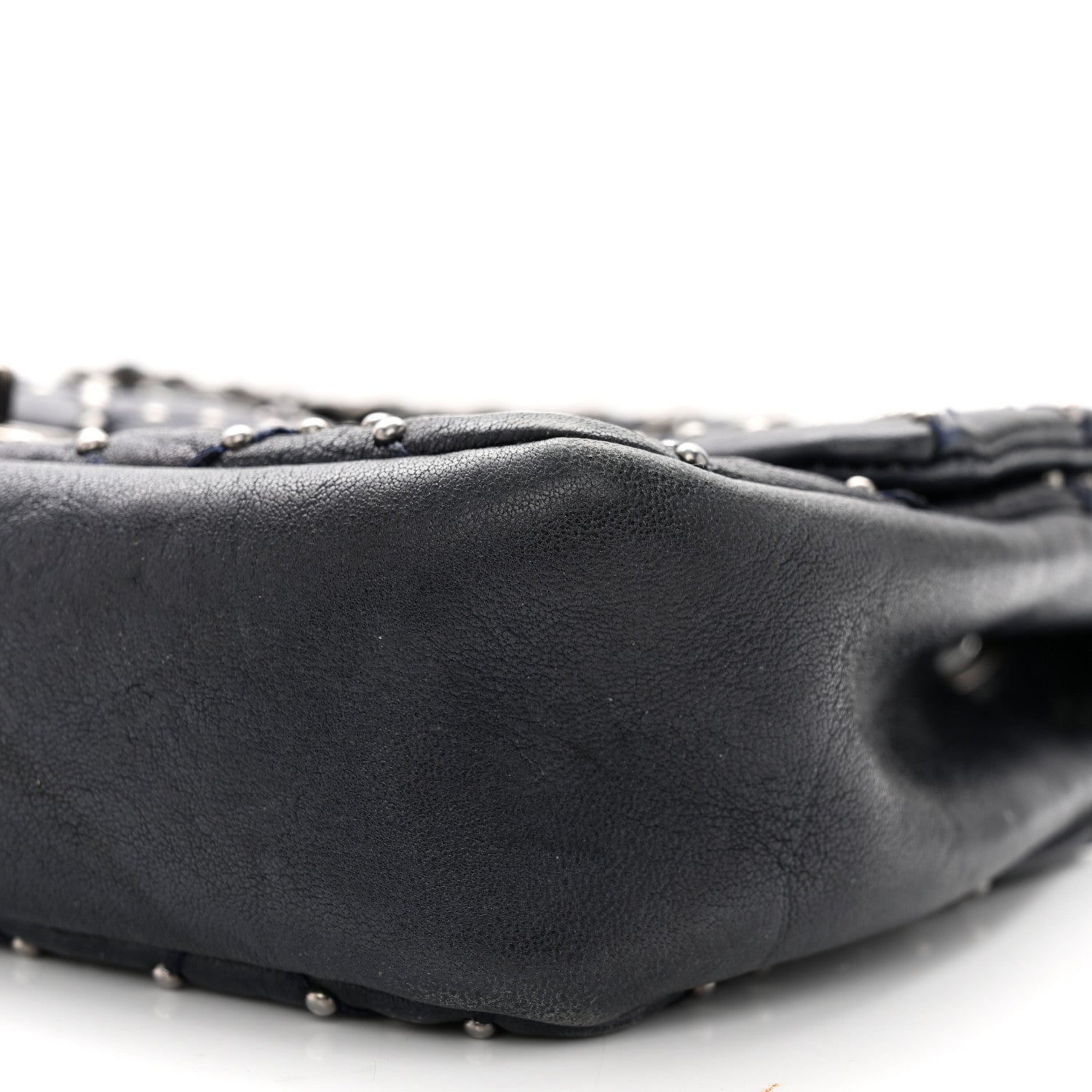 Chanel Washed Lambskin Studded Metal Beauty Flap Navy 10 of 11