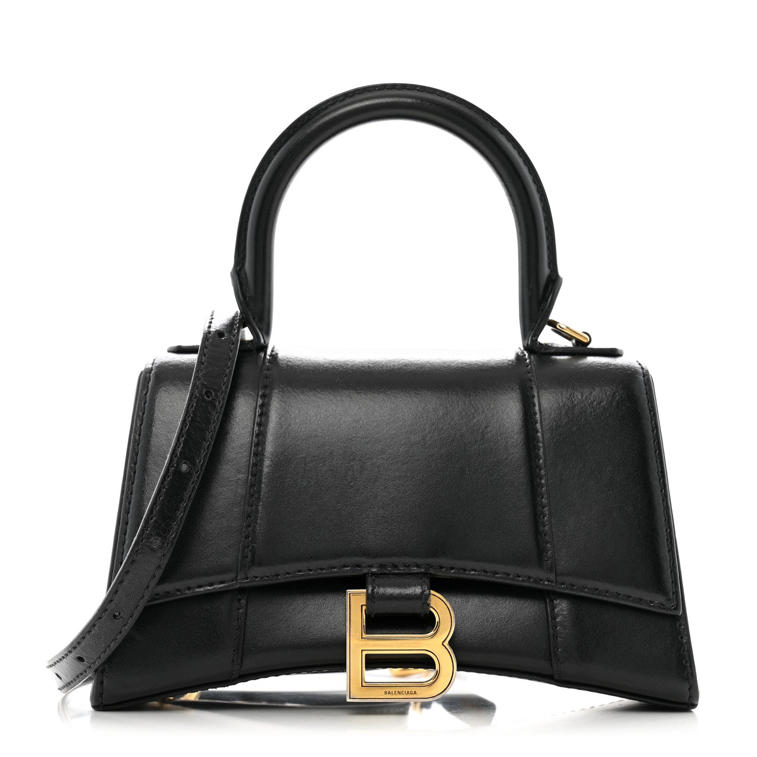 Balenciaga Shiny Box Calfskin Hourglass Top Handle Bag XS Black 1 of 15
