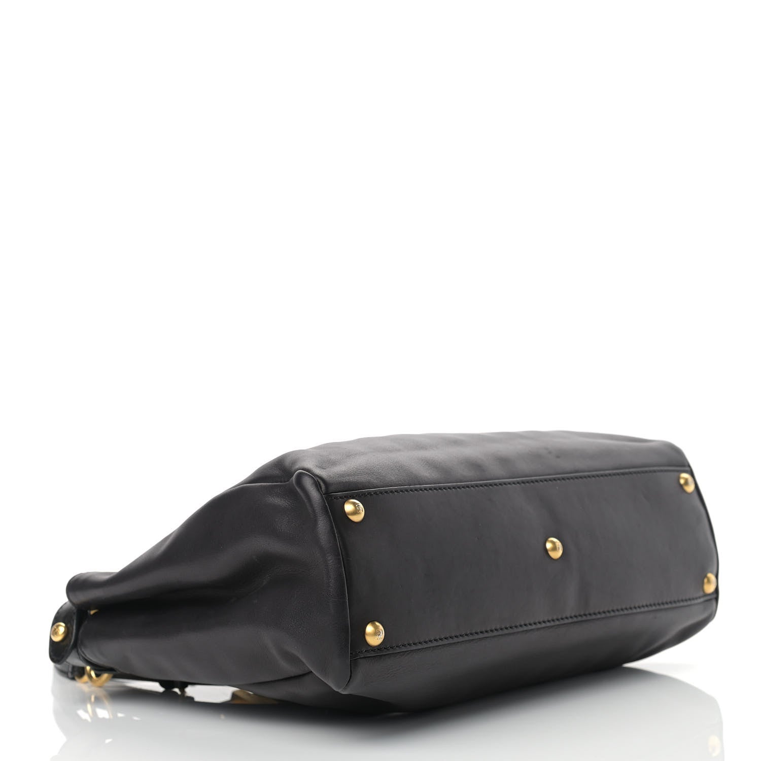 Fendi Vitello Saddle Medium Peekaboo Iconic Satchel Black 4 of 13