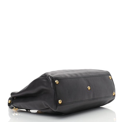 Fendi Vitello Saddle Medium Peekaboo Iconic Satchel Black 4 of 13