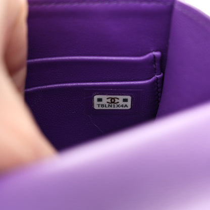 Chanel Lambskin Quilted Top Handle Flap Clutch With Chain Purple 7 of 11