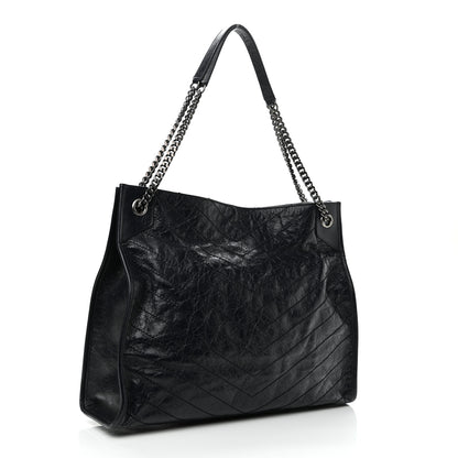 Saint Laurent Crinkled Calfskin Matelasse Monogram Niki Shoulder Bag Deep Marine 4 of 13
