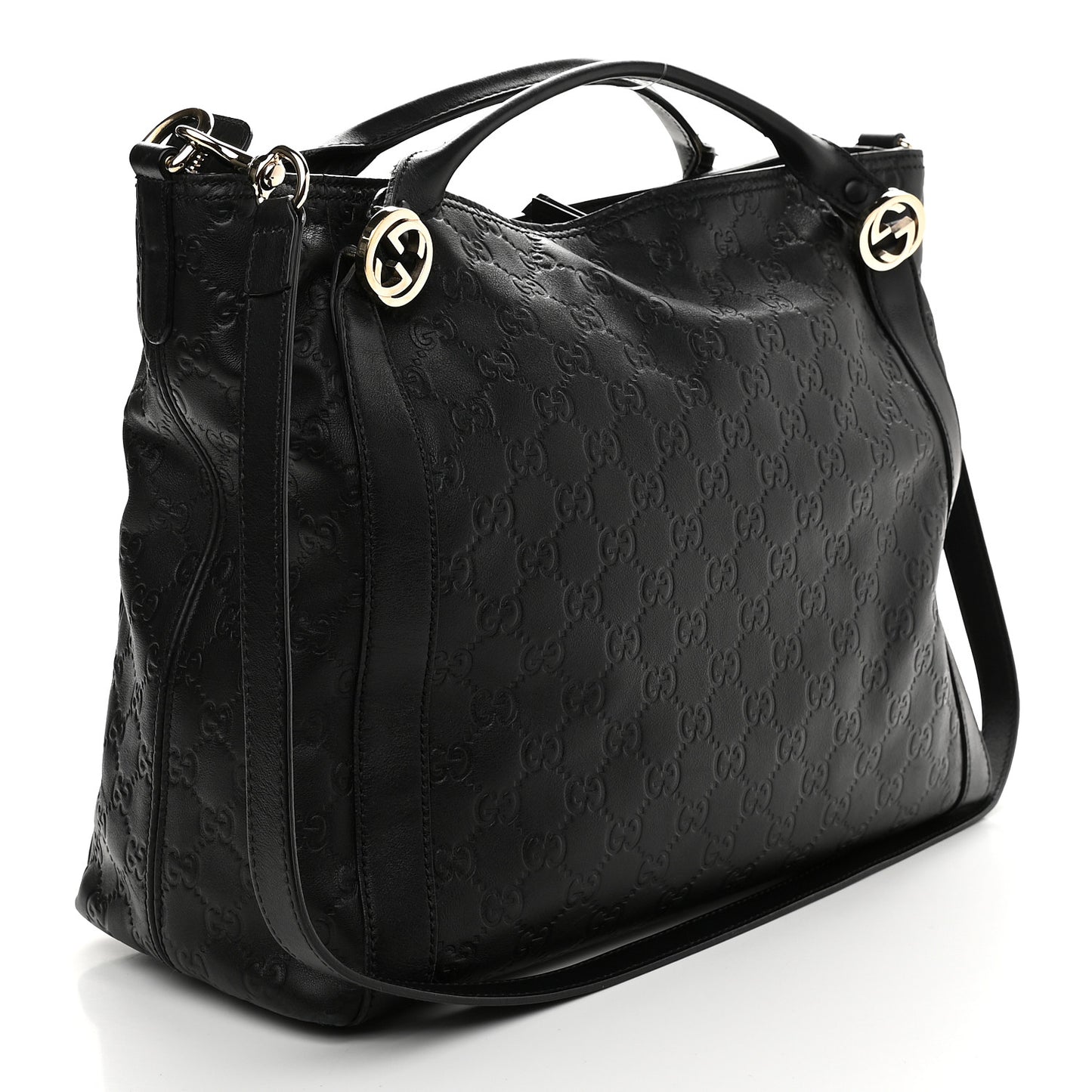 Guccissima Medium Miss GG Top Handle Bag Black