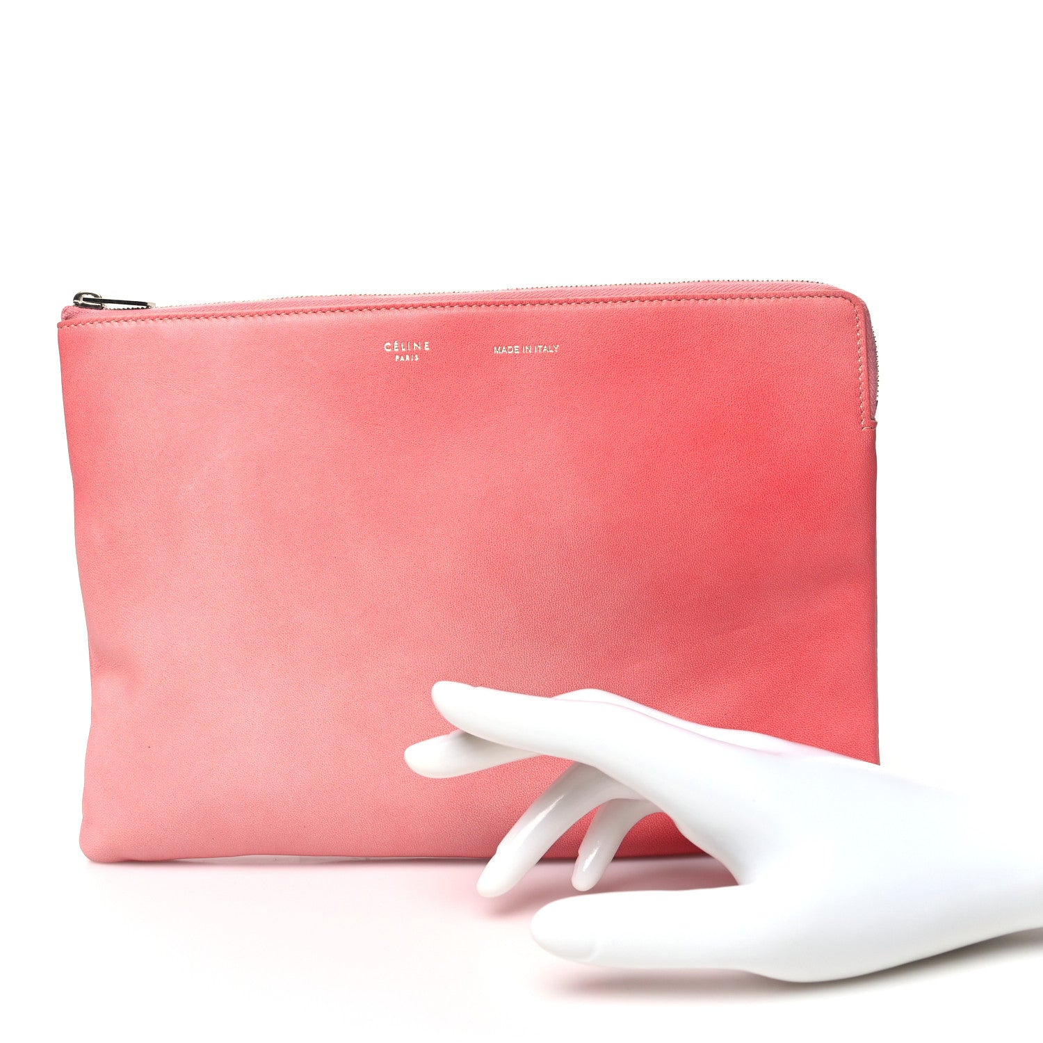 Celine Cloudy Lambskin Solo Zip Pouch Pink 2 of 11