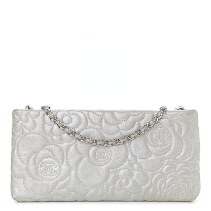 Chanel Metallic Lambskin Camellia Chain Pouch Silver 1 of 14