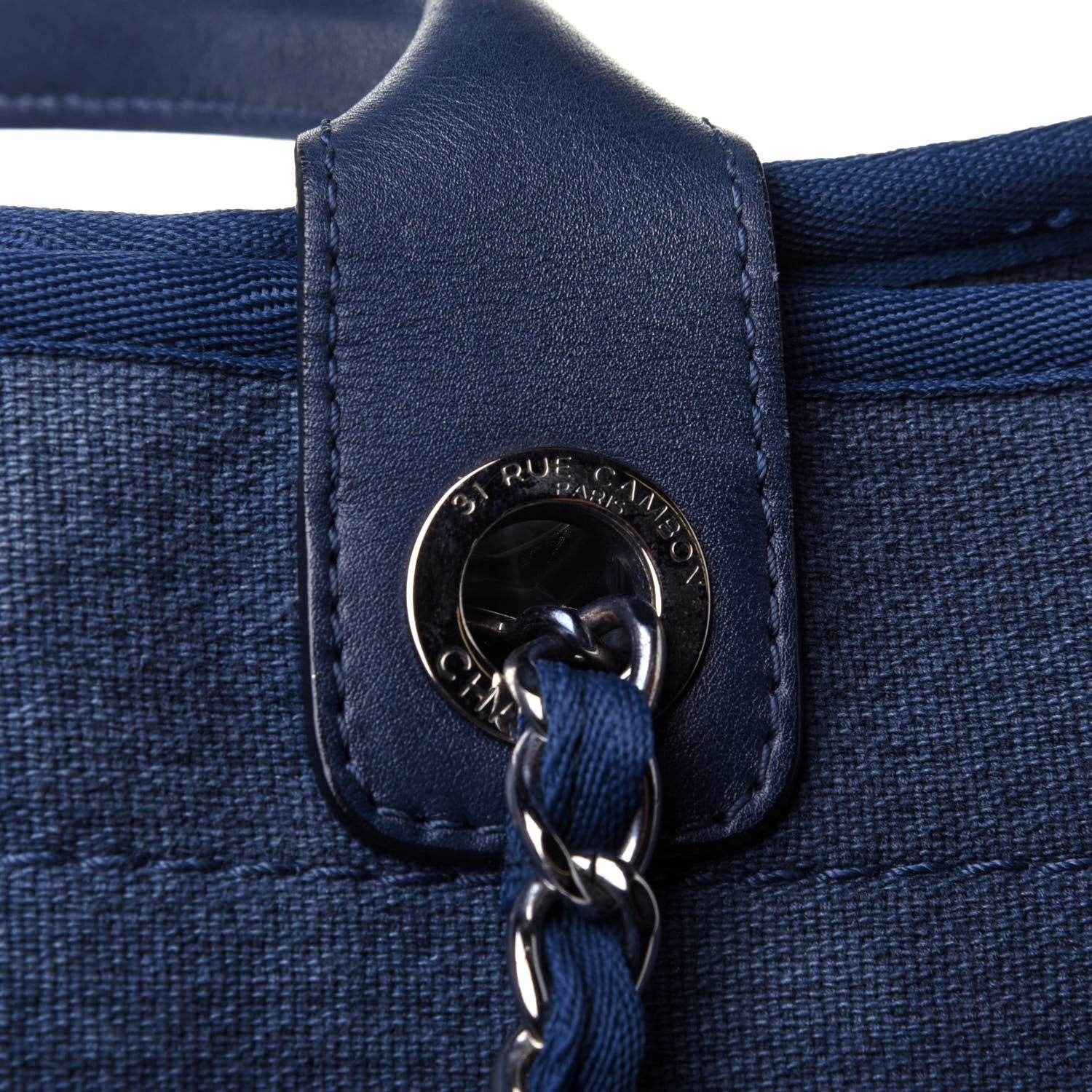 Chanel Canvas Medium Deauville Tote Dark Blue 17 of 18
