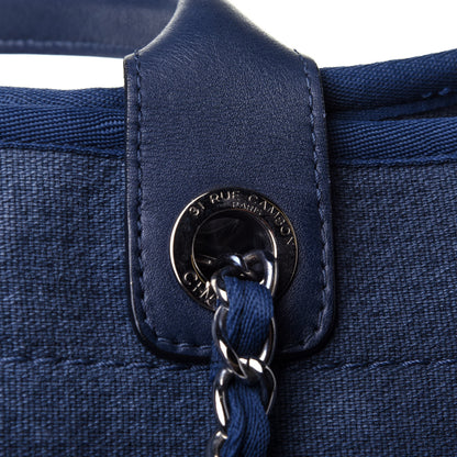 Chanel Canvas Medium Deauville Tote Dark Blue 17 of 18