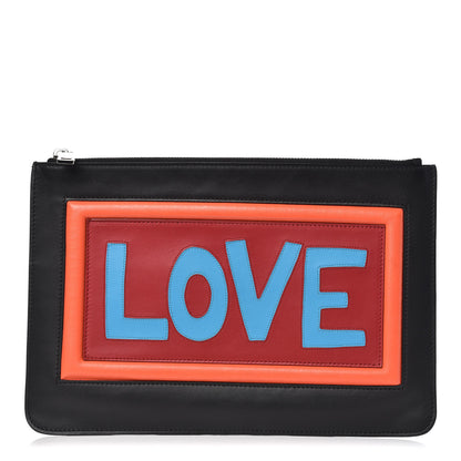 Fendi Vitello Century Vocabulary Love Inlaid Pouch Black Multicolor 1 of 10