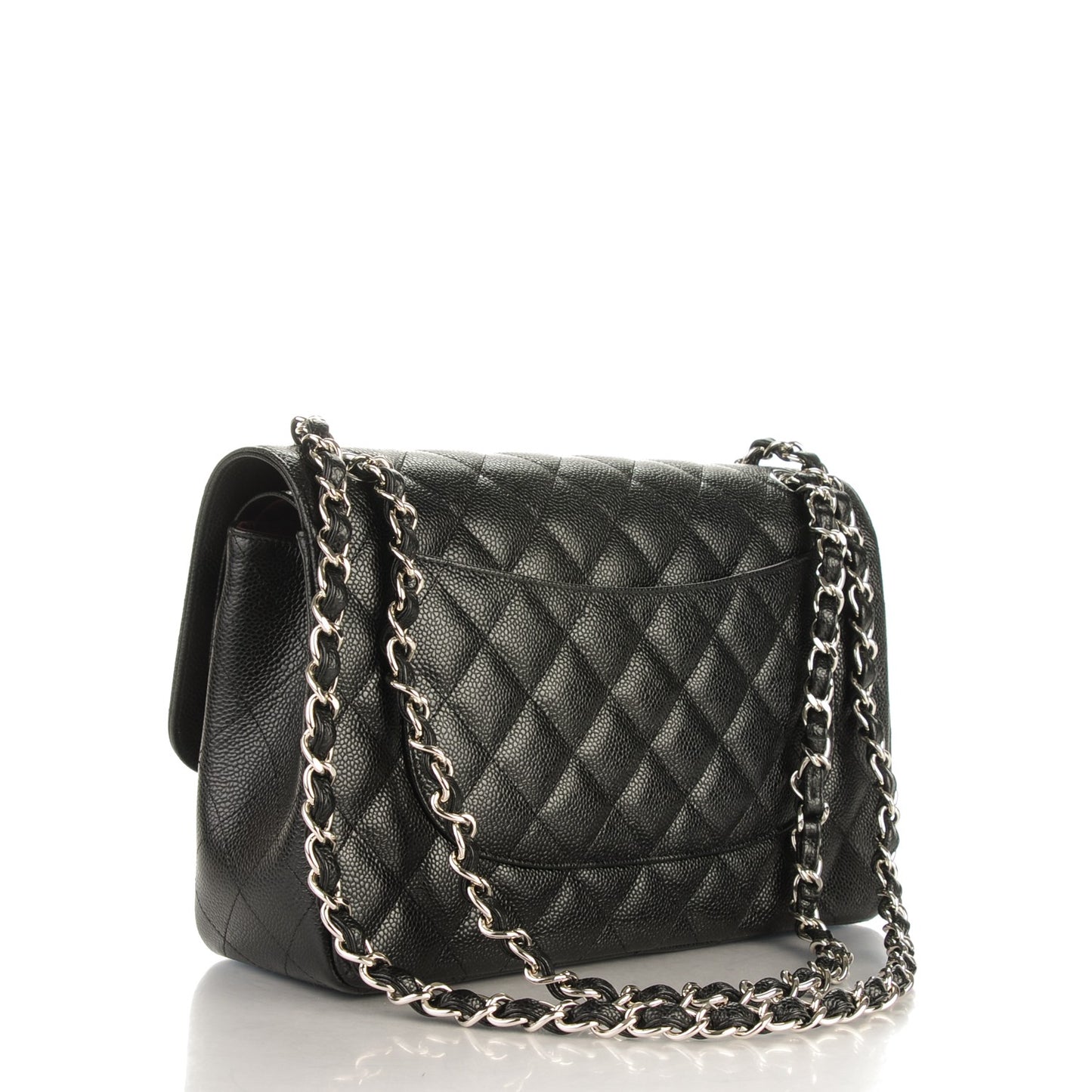 Caviar Quilted Jumbo Double Flap Black