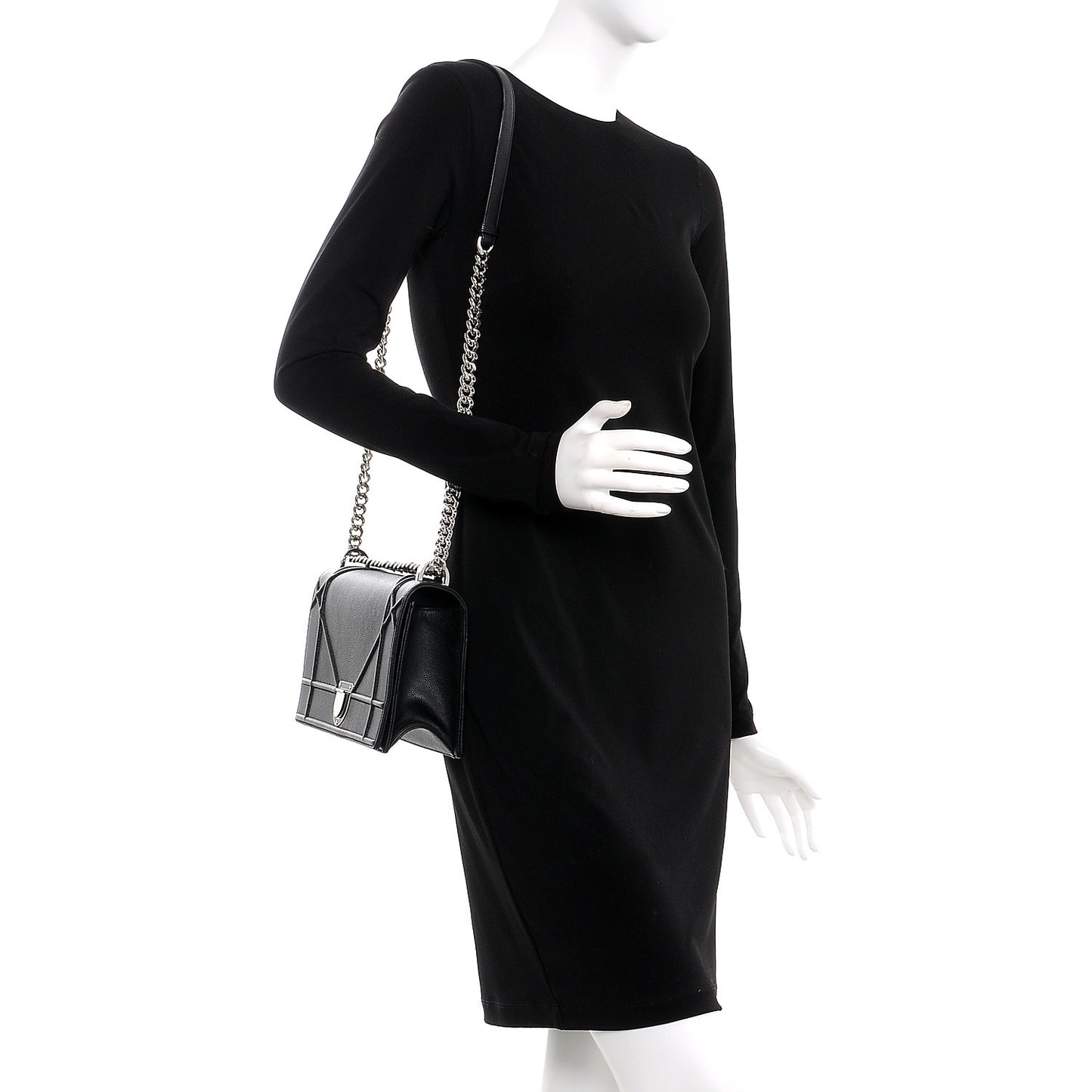 Grained Calfskin Medium Diorama Flap Bag Black