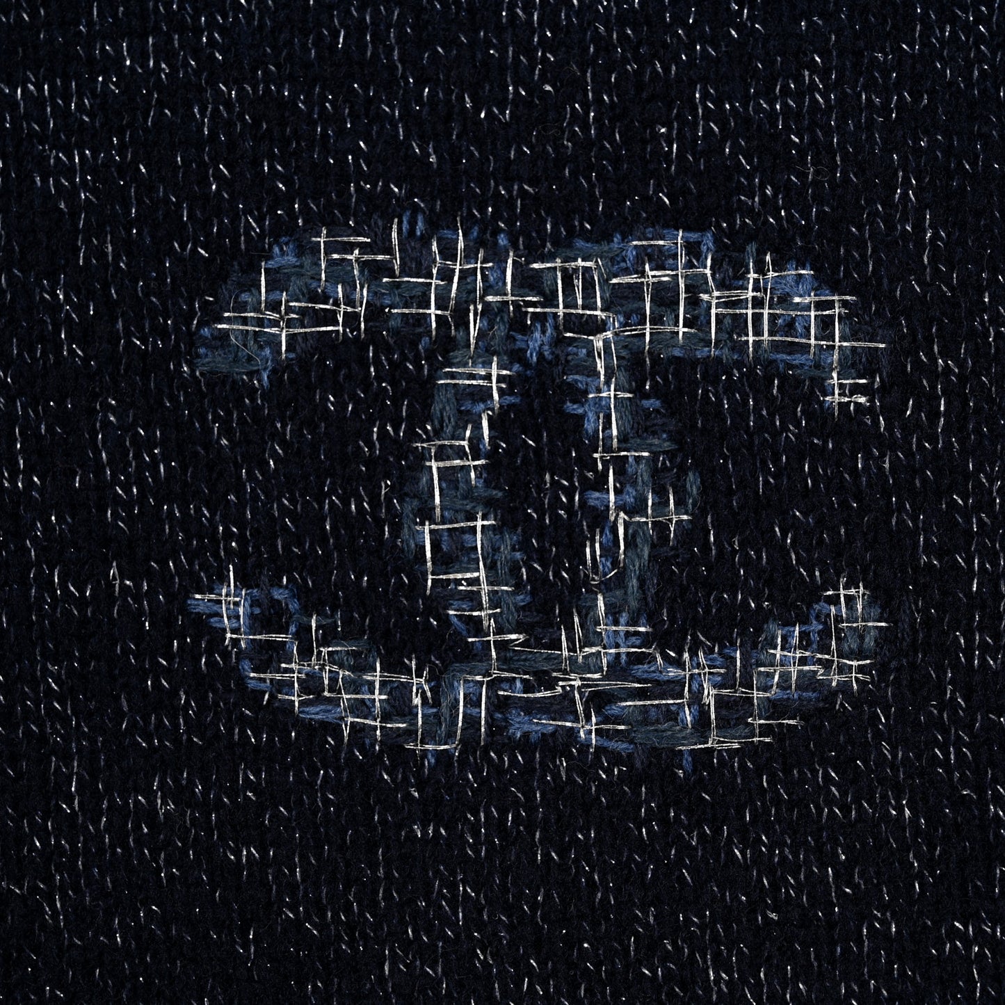 Cashmere Silk Blend CC Scarf Navy Blue