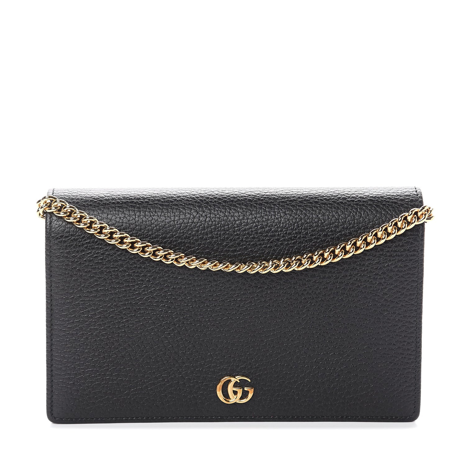 Calfskin Mini GG Marmont Chain Wallet Black