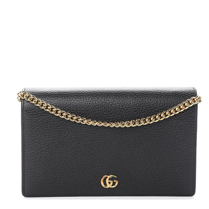 Gucci Calfskin Mini GG Marmont Chain Wallet Black 1 of 8