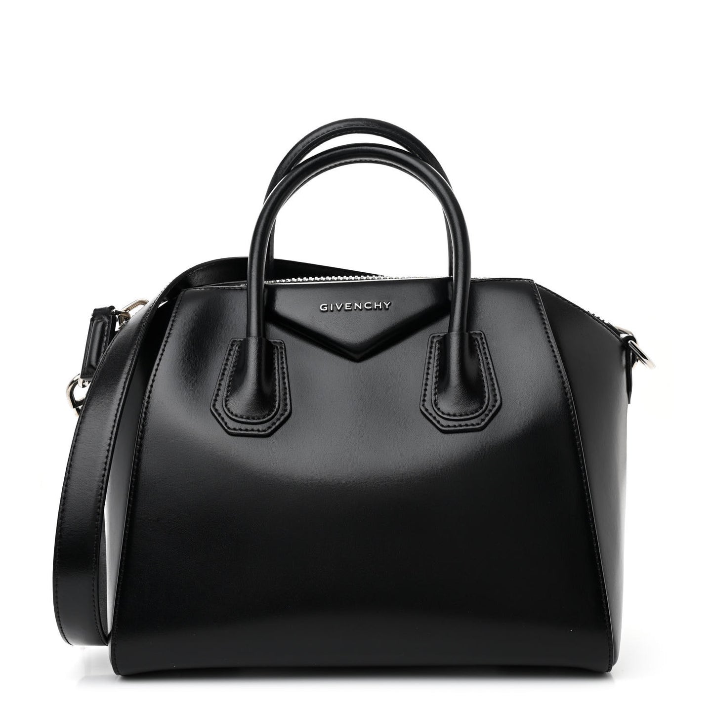 Shiny Lord Calfskin Small Antigona Black