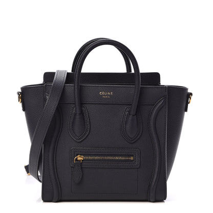 Celine Drummed Calfskin Nano Luggage Navy Blue 1 of 11