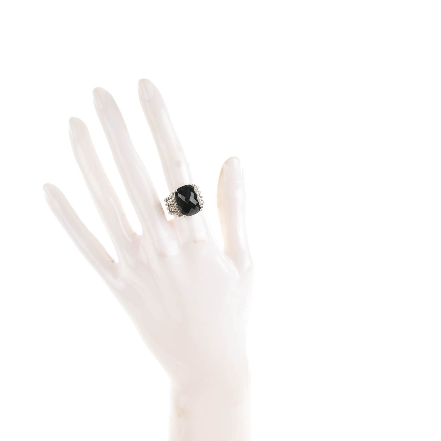 Sterling Silver Diamond Black Onyx 16mm Wheaton Ring 52 6