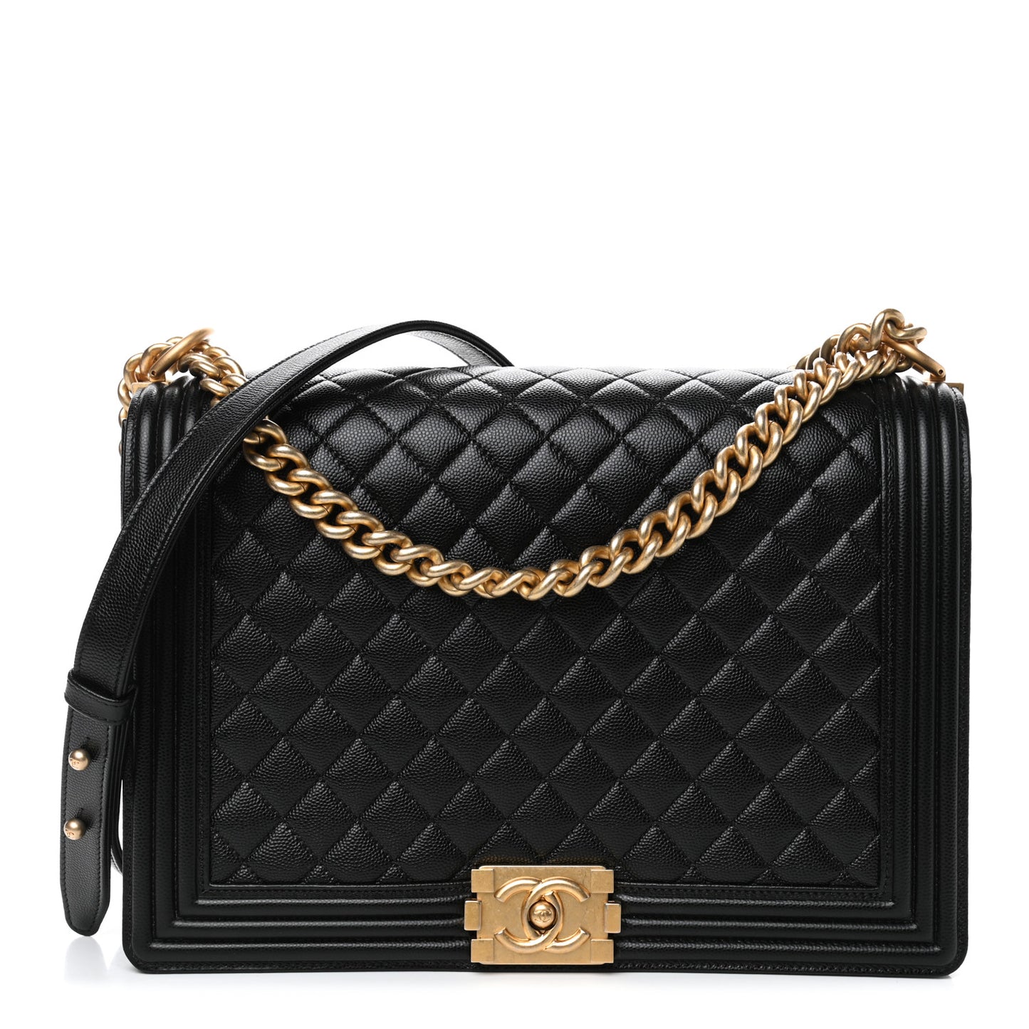 Caviar Quilted Large Boy Flap Black