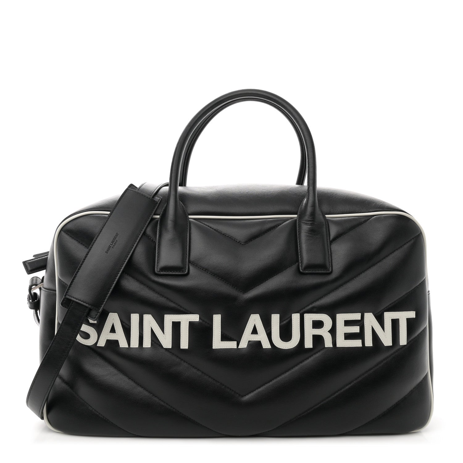 Saint Laurent Calfskin Medium Miles Logo Bowler Duffel Bag Black 1 of 11