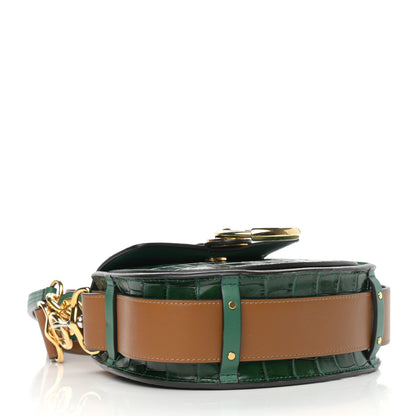 Chloe Calfskin Crocodile Embossed Small Tess Bag Woodsy Green 4 of 15