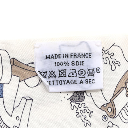 Hermes Silk A Vos Crayons Twilly White Gris Bleu Jean 4 of 5