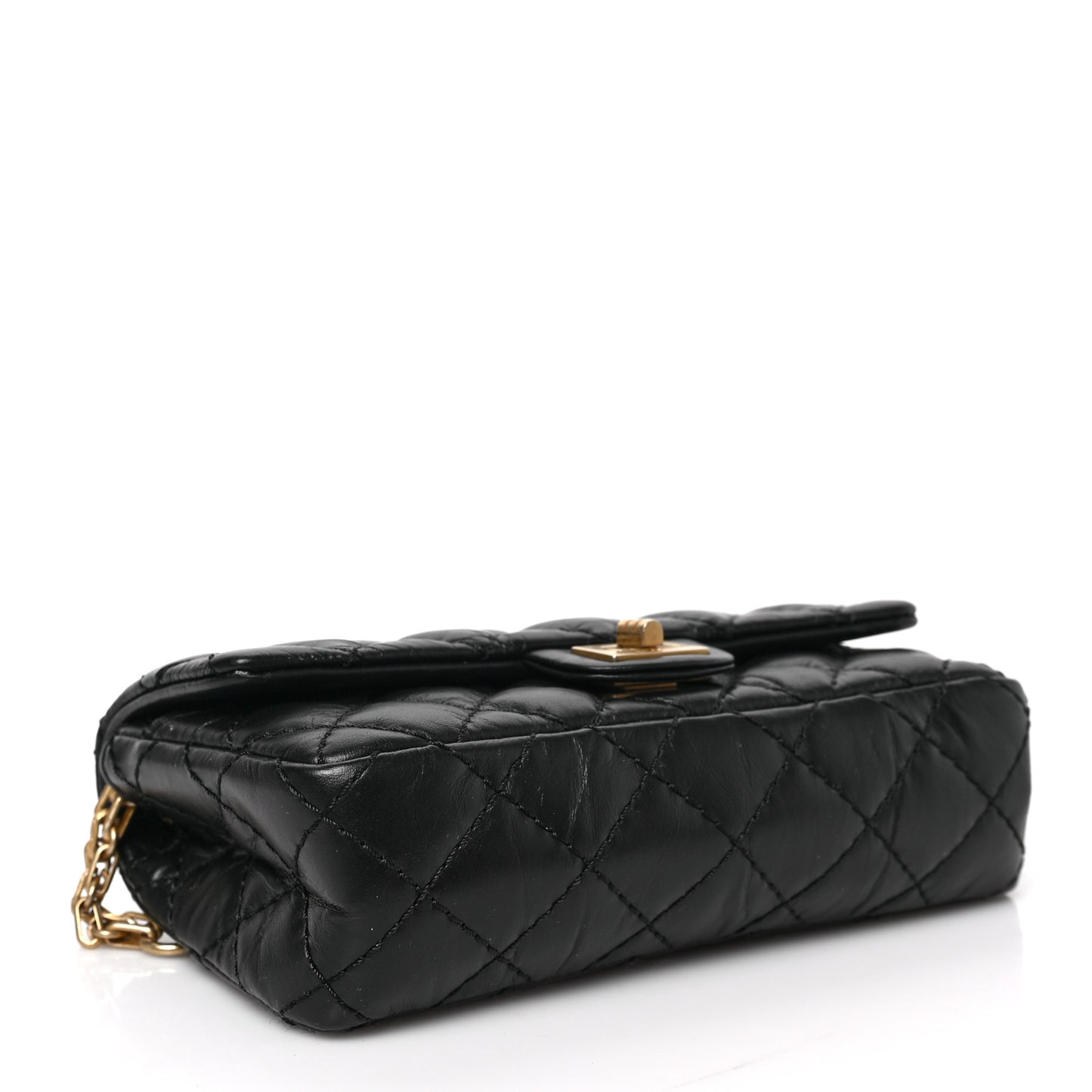 Aged Calfskin Quilted 2.55 Reissue Chain Waist Bag Black