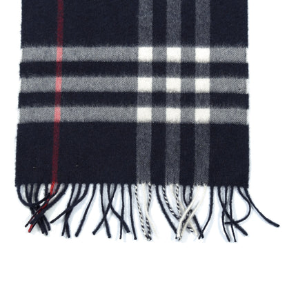 Burberry Cashmere Nova Check Fringe Scarf Blue 3 of 5