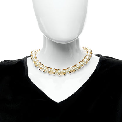 Louis Vuitton Metal Pearl LV Speedy Pearls One Rank Necklace White Gold 2 of 4