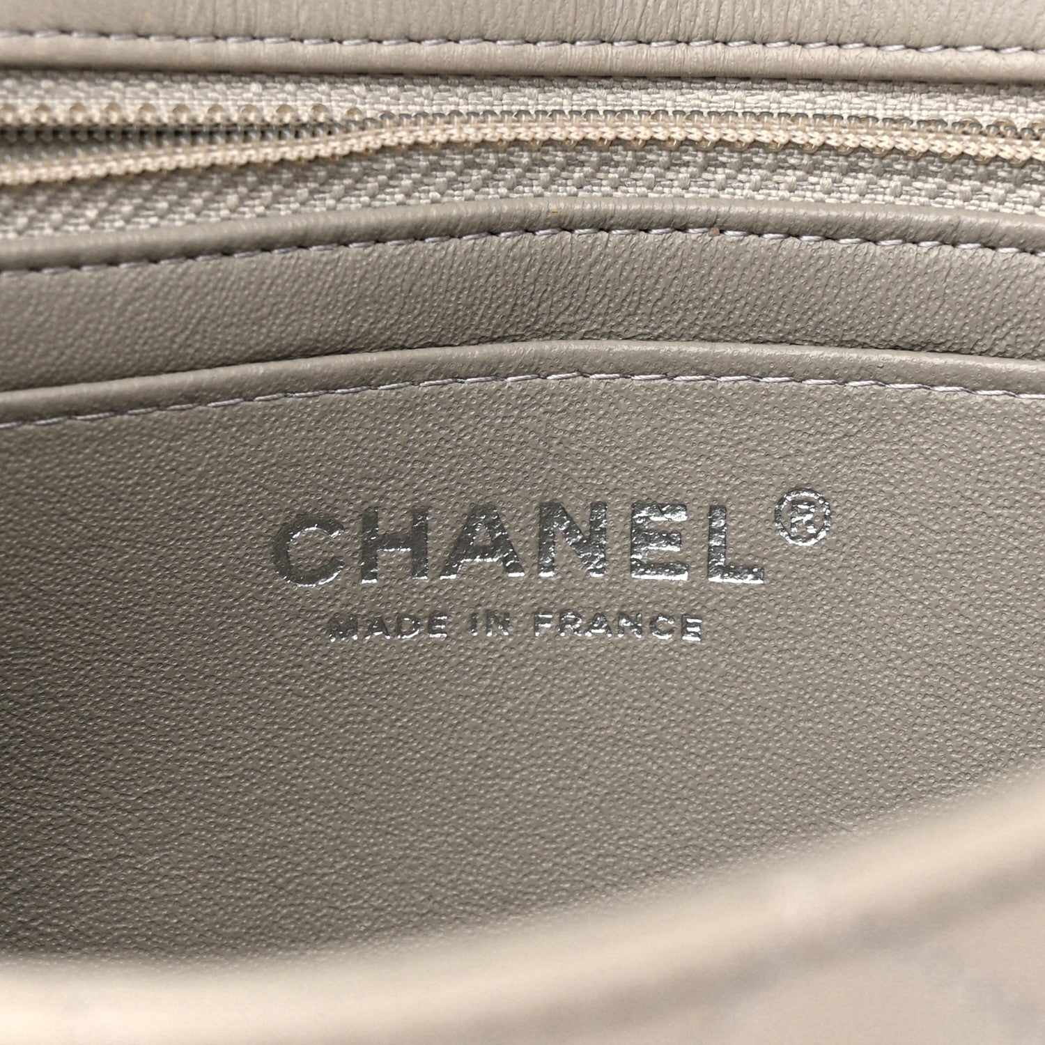 Chanel Lambskin Quilted Mini Rectangular Flap Grey 6 of 13