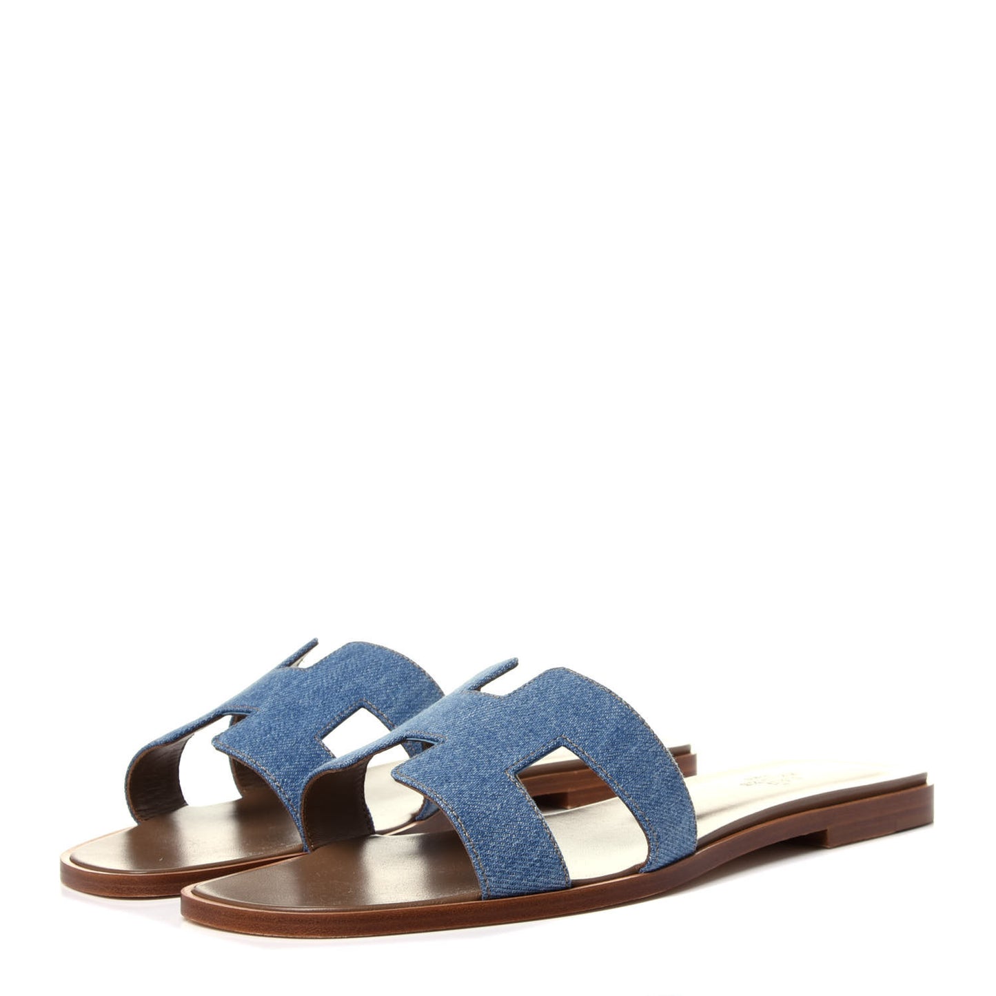 Denim Canvas Oran Sandals 41 Bleu Clair