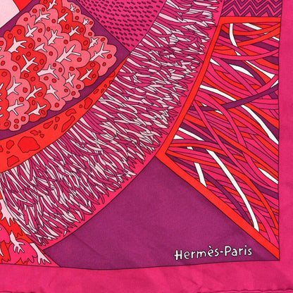 Hermes Silk A Travers Champs Scarf 90 Fuchsia Rouge Rose 2 of 3