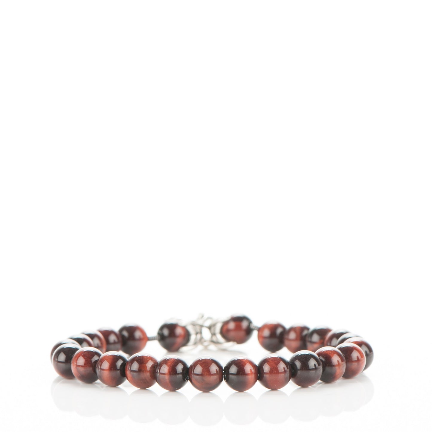 Sterling Silver Red Tiger Eye 8mm Spiritual Beads Bracelet