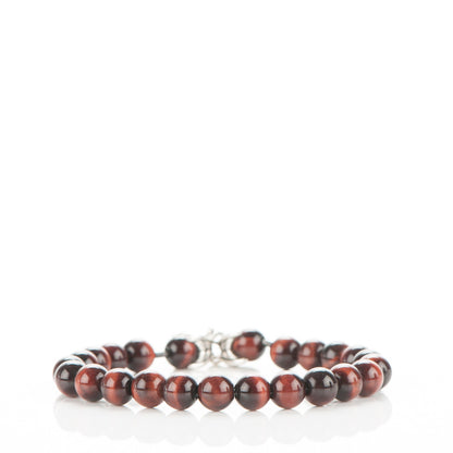 David Yurman Sterling Silver Red Tiger Eye 8mm Spiritual Beads Bracelet 3 of 5