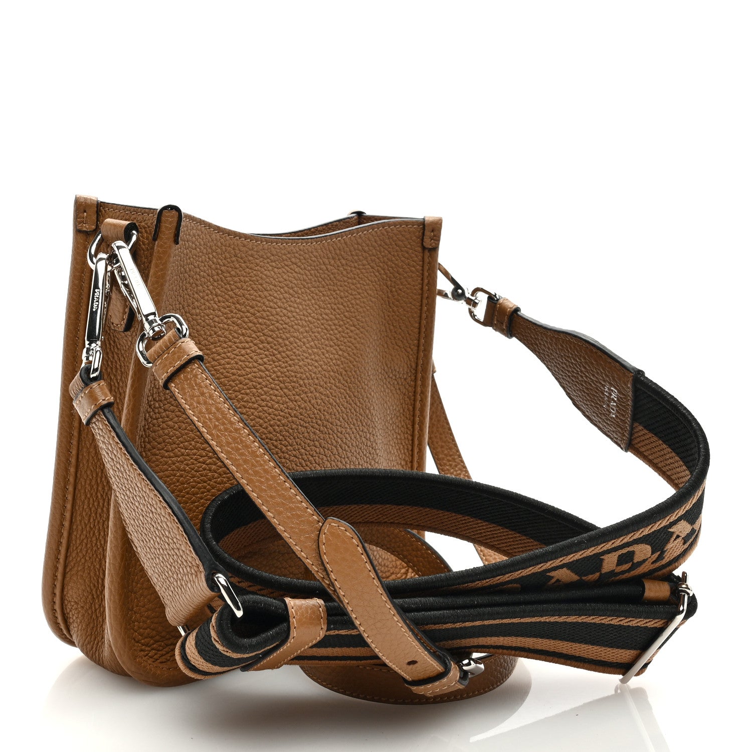 Prada Vitello Daino Soft Mini Hobo Messenger Bag Caramel 3 of 9