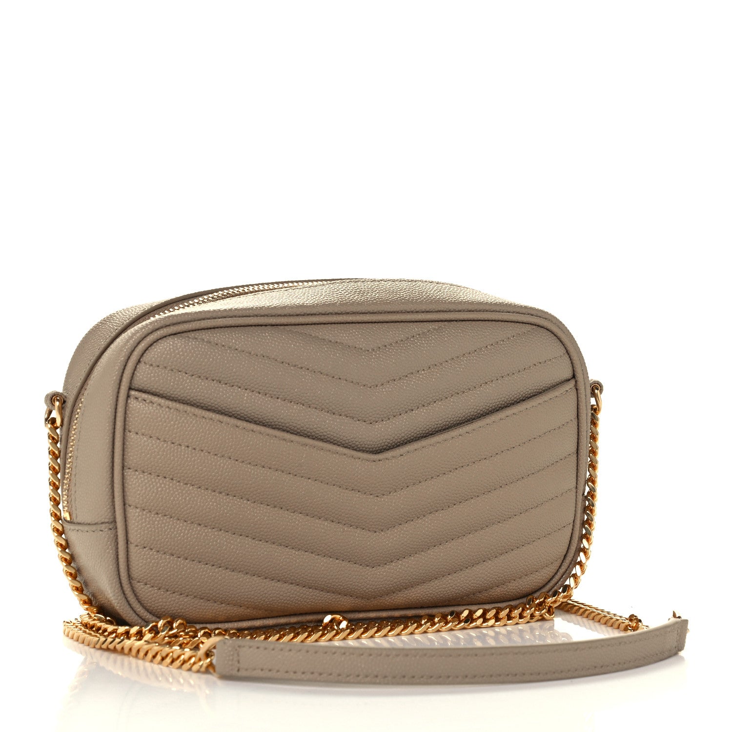 Saint Laurent Grain De Poudre Matelasse Monogram Mini Lou Camera Bag Dark Beige 3 of 10